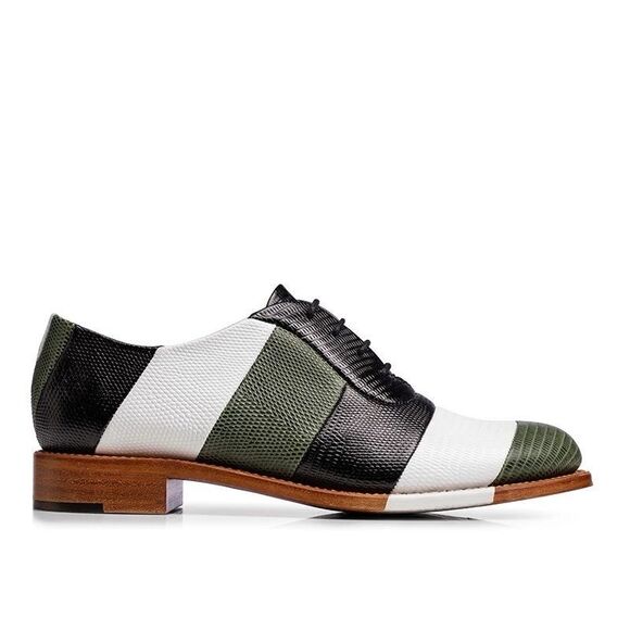 The Office of Angela Scott Mr Smith green black white striped oxford size 37.5 /
